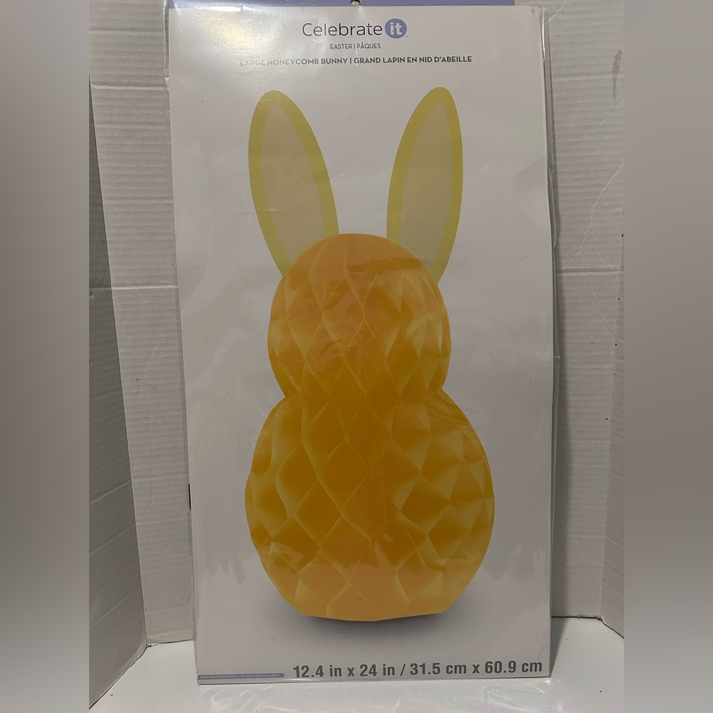 Celebrate it EXTRA LARGE yellow HONEYCOMB BUNNY 12.4 in x 24 in